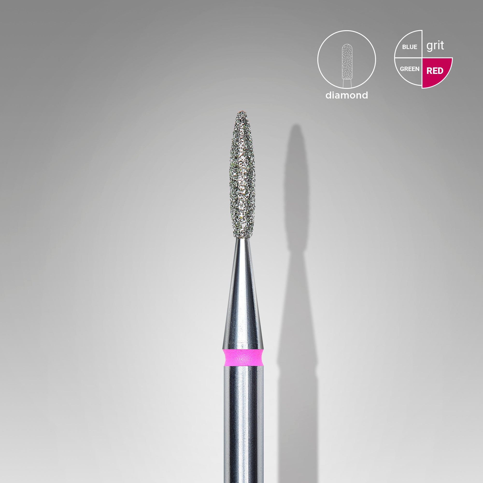 Diamond nail drill bit, "flame" , red, head diameter 1.6 mm/ working part 8 mm image 0